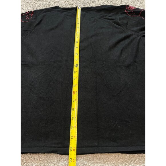 Choices Woman Black & Red Scroll Embroidered Top Size 1X - Picture 5 of 7